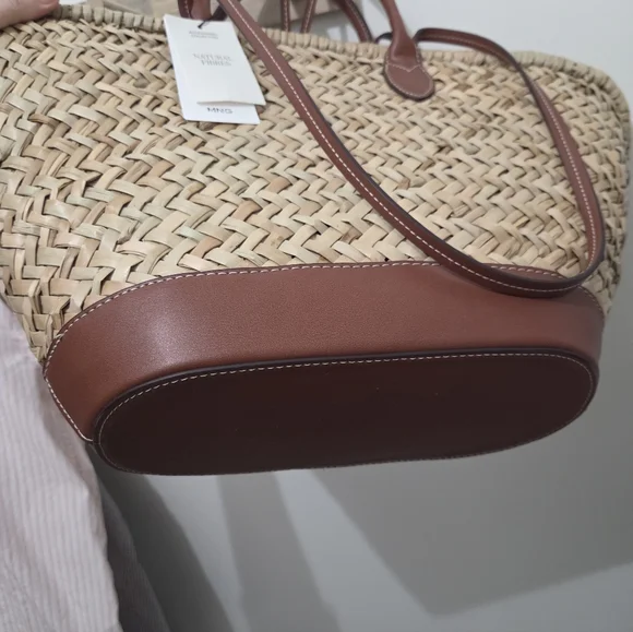 New Mango Large double handle Natural Fiber sholder bag - Picture 7 of 7